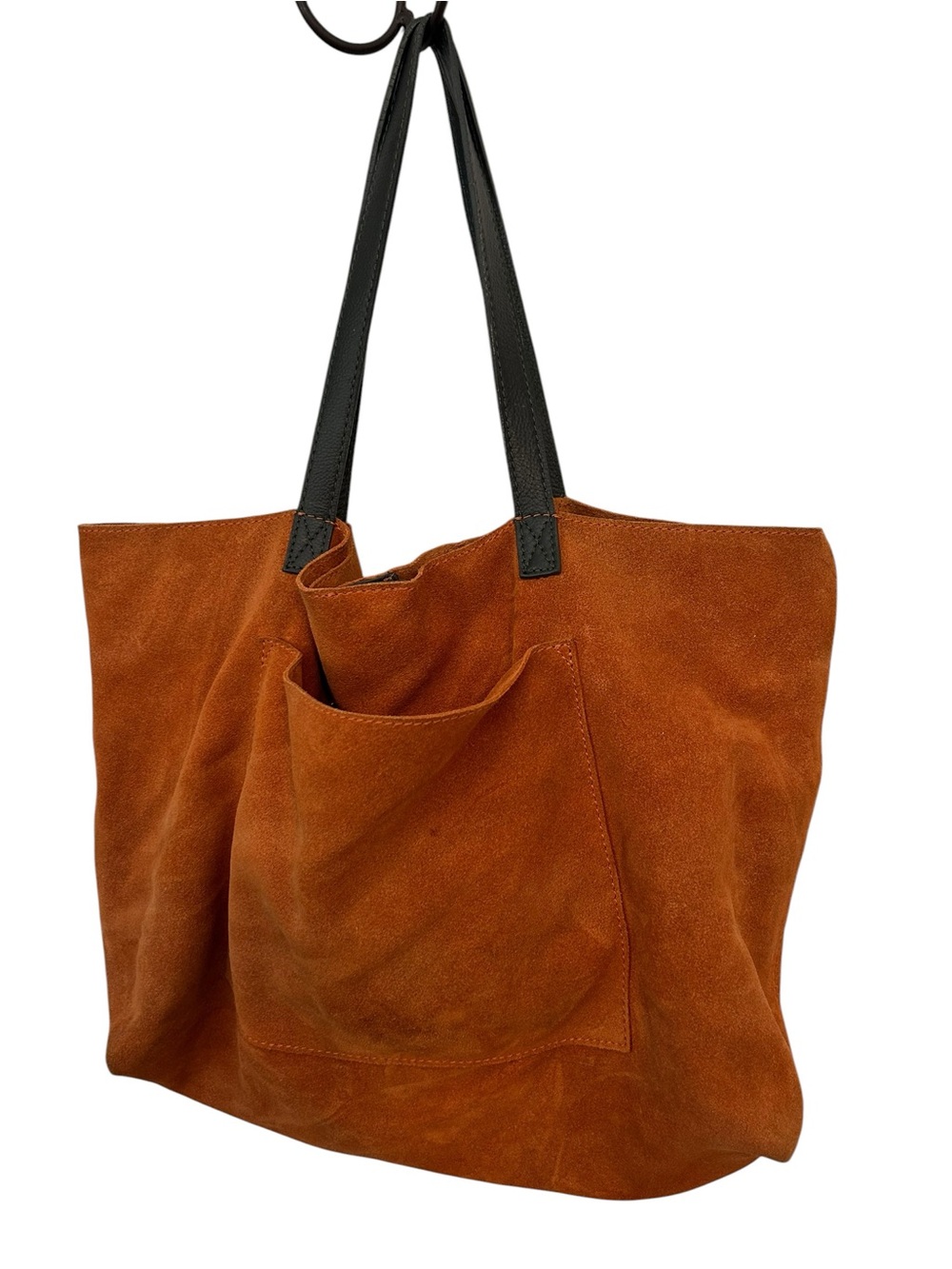 Mark & Graham Burnt Orange Soho Suede Leather Boho Tote Bag with Pocket